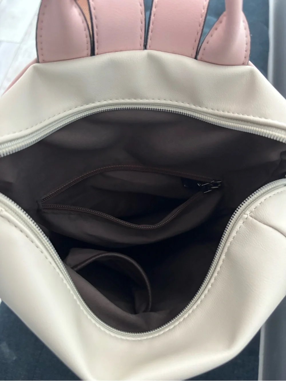 Cream and Pink Floral Front Pocket Women's Backpack